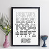 Personalised Year Print - Year In Latin, Binary and Morse Code With Message