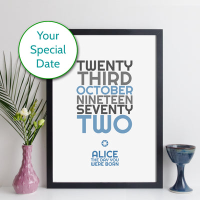 Personalised Special Date Print With Message - Any Date