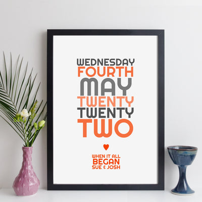 Personalised Special Date Print With Message - Any Date